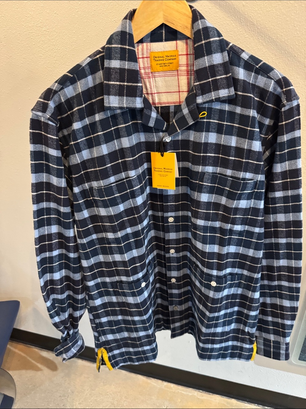 Navy & Light Blue Plaid Button-Down Shirt from Original Madras Trading Company.